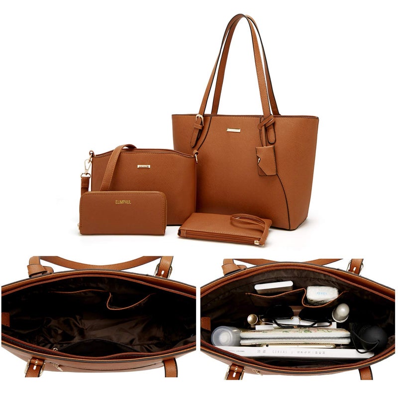 YTL Women Fashion Handbags Wallet Tote Bag Shoulder Bag Top Handle Satchel Purse Set 4pcs - Image 5